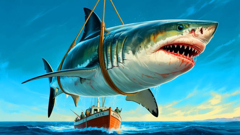 “Nature’s Grim Secrets”: This 16-Foot Great White Shark Caught Off Sète Harbored Two Dolphins and a 1956 Mystery