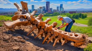 Illustration of a 67.5 million-year-old dinosaur vertebra discovered beneath Denver during a geothermal drilling project.