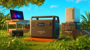 Illustration of the Ampace Andes 1500 power station showcasing its robust design and advanced features, generated by artificial intelligence.