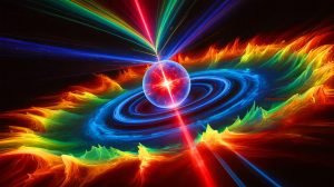 Illustration of a millisecond pulsar with unexpected properties, as discovered by NASA, generated by artificial intelligence.