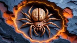 Illustration of a 515-million-year-old Mollisonia symmetrica fossil with a brain structure similar to modern spiders.