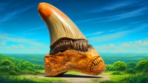 Illustration of fossilized dinosaur teeth revealing ancient atmospheric conditions.