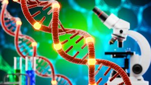 Illustration of dormant genetic sequences in human DNA potentially unlocking hibernation-like capabilities for medical breakthroughs.
