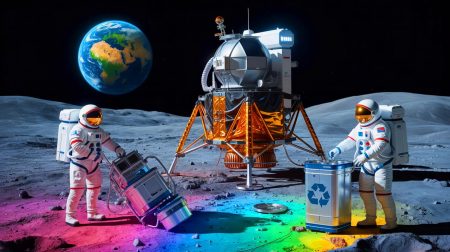 “Mystery Unfolds as Shadows Stretch Across the Moon” Sparks Global Debate Over New Lunar Colonization Vision Illustration of astronauts testing a recycling module on the lunar surface.