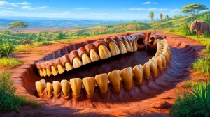 Illustration of Fossilized Teeth Discovered in Ethiopia Revealing Coexistence of Two Human Species.