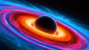 Illustration of the dynamic changes in the magnetic fields of the supermassive black hole M87*.