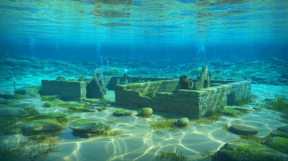 Fascinating Discovery”: Underwater Archaeologists Uncover 8,500-Year-Old Site That “Reveals Secrets of the Ancient World Illustration of an 8,500-year-old submerged prehistoric site in Aarhus Bay, Denmark.