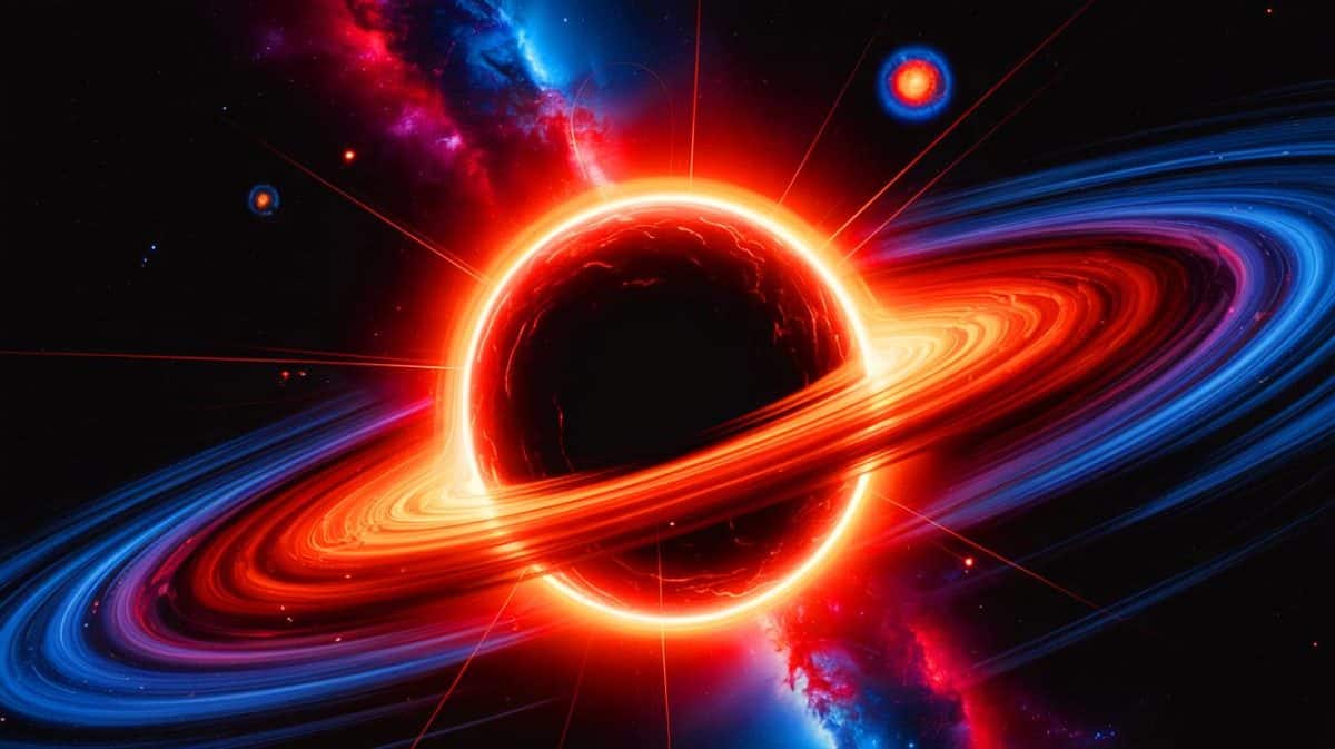 Illustration of a black hole defying the Eddington limit by growing at an unprecedented rate.