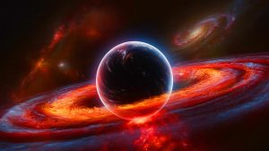 Illustration of a supermassive black hole discovered by the James Webb Space Telescope.