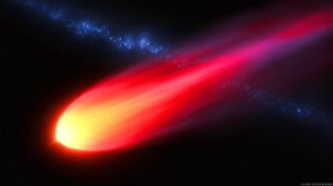Illustration of the interstellar comet 3I/ATLAS with its bright coma and dust tail.