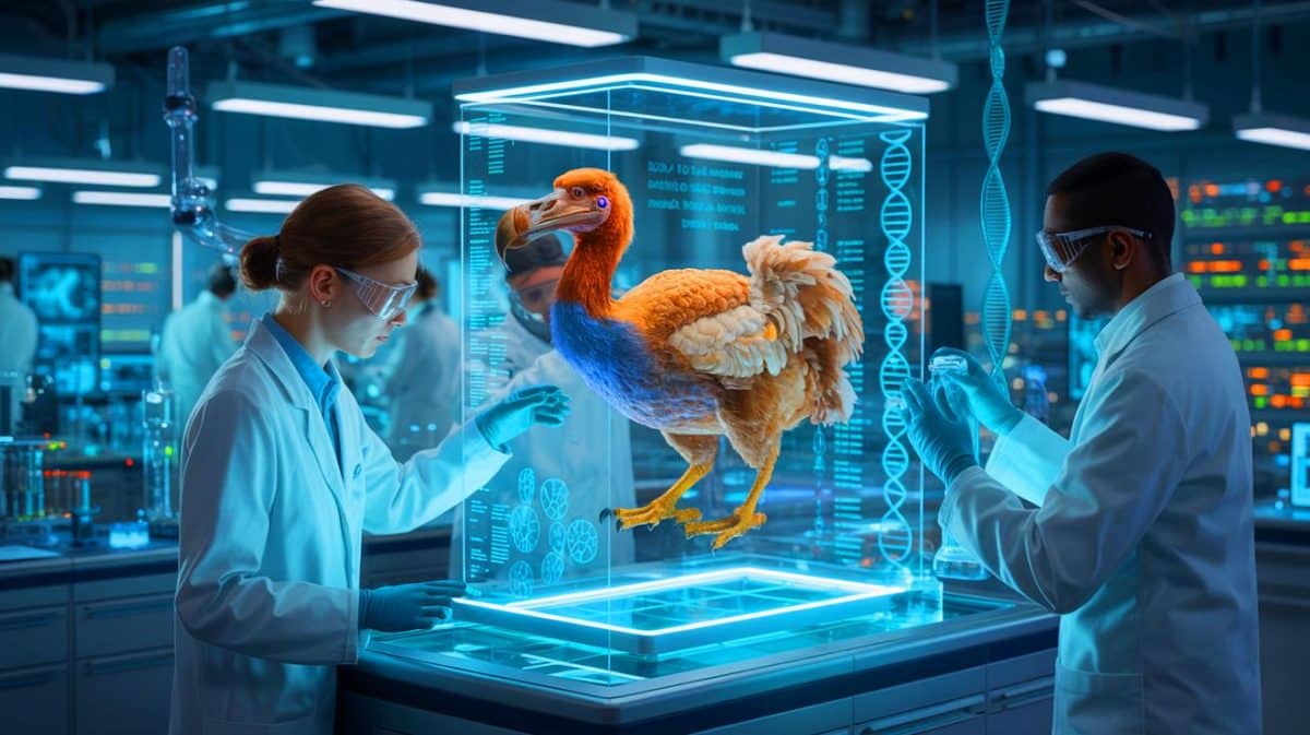 Scientists Claim ‘It’s Coming Back’: This Extinct Bird’s Shocking Return Could Change Nature Forever Illustration of Scientists Working on Resurrecting the Extinct Dodo Bird Through Genetic Intervention.