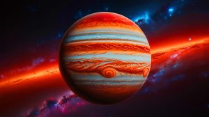 Illustration of Jupiter's Gradual Formation Through Accumulation of Gas and Dust.