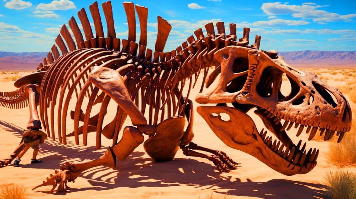 Illustration of Fossilized Sauropod Bones Showing Evidence of Osteomyelitis.