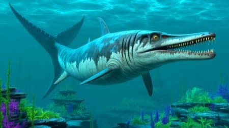 “Unbelievable Discovery”: This Marine Reptile Haunts Your Imagination (and It’s Just Been Found in Germany) Illustration of a newly discovered Jurassic marine reptile Eurhinosaurus mistelgauensis with features of a dolphin, tuna, and swordfish.